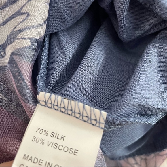 Creation Silk Batwing Blouse Tunic Top Long Longline Floral Purple Size Small - Picture 8 of 9